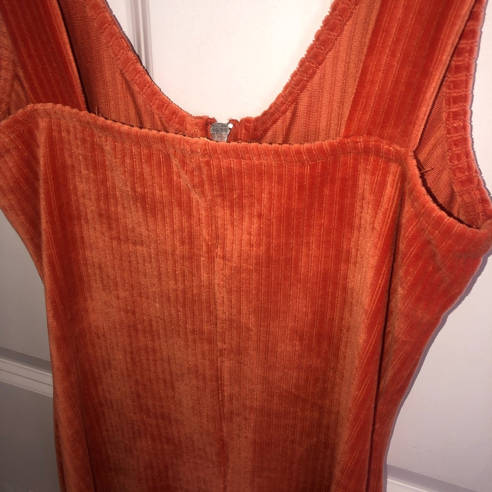 Burnt orange thick strap velvet dress